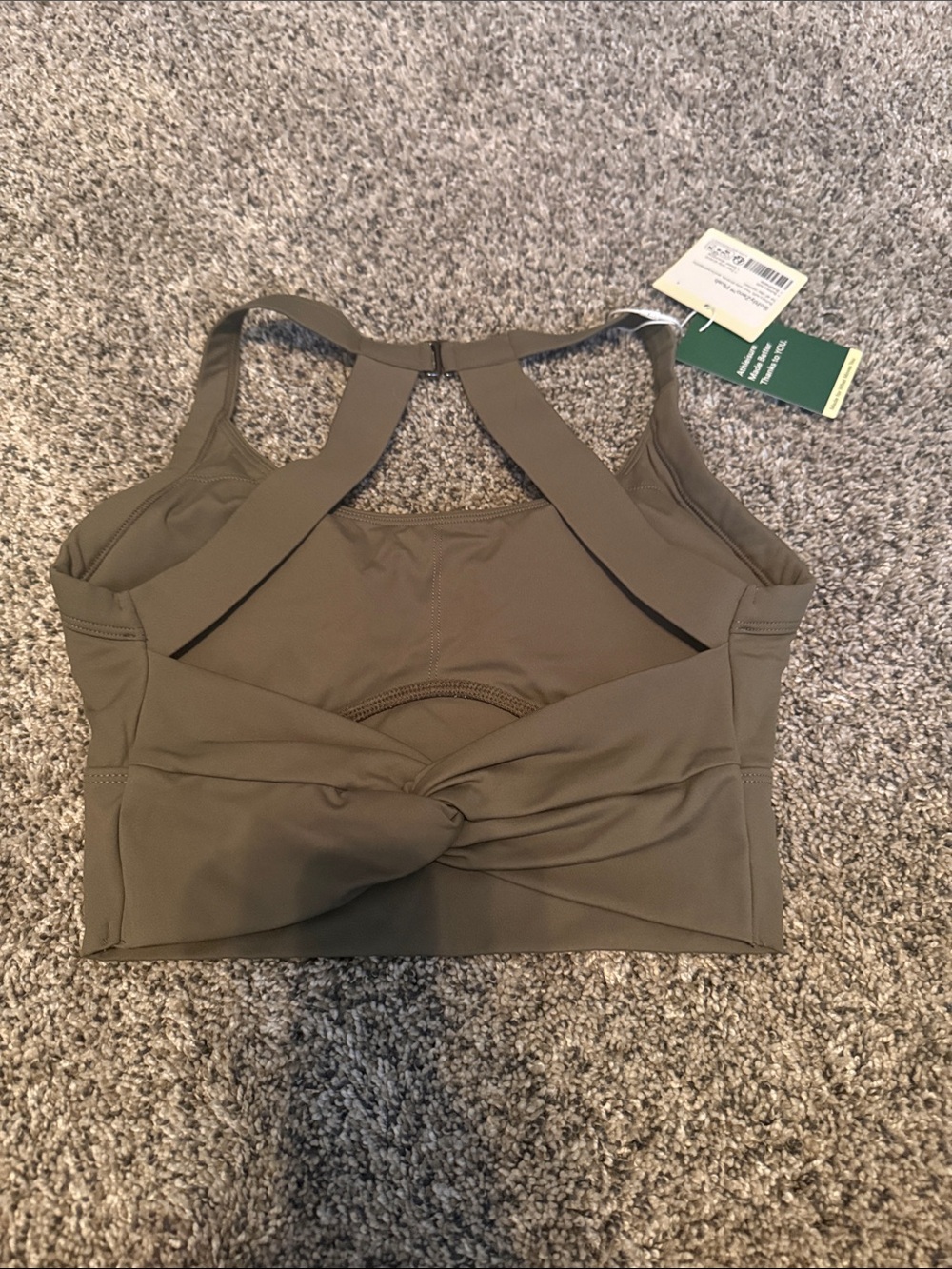HALARA Olive Green Twist-Front Racerback Sports Bra